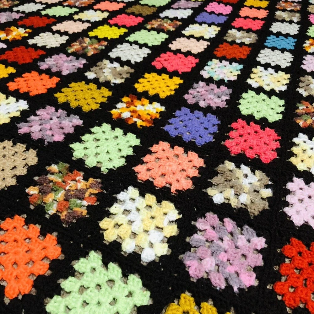 Handmade Afghan Granny Square Crochet Blanket Roseanne Big Bang Theory 103x59 XL